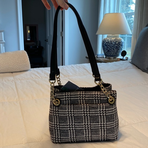 Liz Claiborne Willow Mini Shopper Plaid Rose Purse - Picture 3 of 8